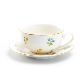 Grace's Teaware Grace Teaware Spring Flowers with Gold Trim Fine Porcelain Tea Cup and Saucer
