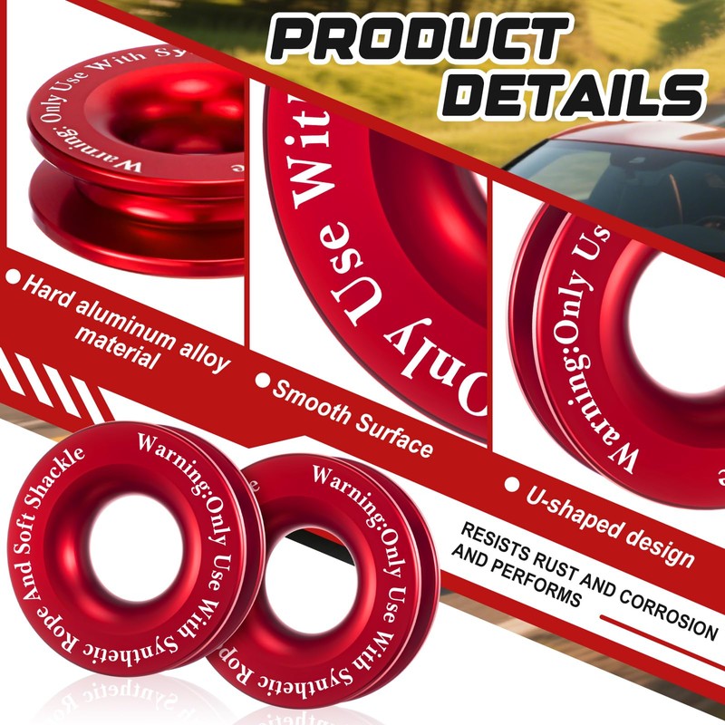 Otoolling 2 Pcs Winch Snatch Recovery Ring 66, 000 Lbs