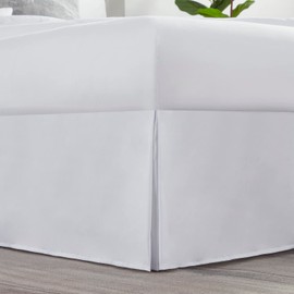 Nestl Bedding Pleated Bed Skirt - Luxury Microfiber Dust Ruffle - Sleek Modern Bed Skirt - 14” Tailored Drop, Twin XL, White