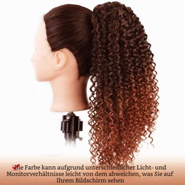 Colorfulpanda Ponytail Extension Braid Ponytail Hairpiece Hair Extension Curly with Drawstring Long Curly Natural Synthetic Hair Black Mix Copper Red Afro Kinky Curly Ponytail for Women 40 cm