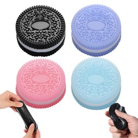 4PCS Cookie Shape Sensory Tool with Solid Squish, Stress Relief Squishy Tool, Anxiety and Relaxation Squeeze Tool for Adults Men Women