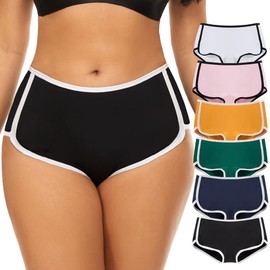 Mordlanka Women Boyshorts Underwear Cotton Panties Stretch Boxer Brief (6 mixed color, XX-LARGE)