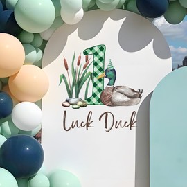 Mallard Duck Birthday Party Decorations - Mallard Duck Themed Sign Decal for Balloons Arch Backdrop, First Birthday Decorations for Boy, One Year Old Wall Decor, 1st Party Supplies Banner for Girl Boy