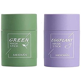 REMIFA 2pcs máscara de arcilla purificadora de té verde, máscara exfoliante de té verde limpieza profunda de puntos negros, control de aceite de berenjena y textura fina de la piel, hidratante
