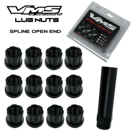 VMS Racing 20 VMS Racing 12X1.25 Drag Wheels Black Open End Spline Lug Nuts Forged Steel