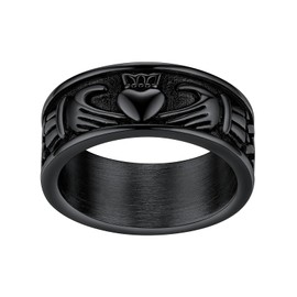 FaithHeart Classic Traditional Claddagh Thumb Rings for Men Friendship Amulet Protection Jewelry Celtic Knot Band Large Size 14