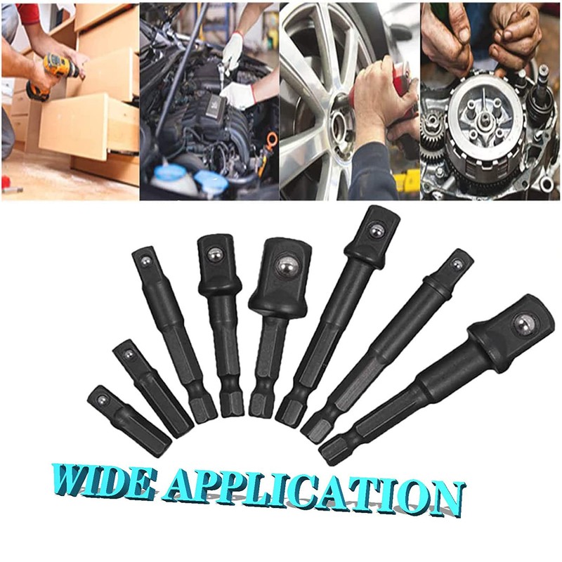 YUENTOEN 8Pcs Impact Socket Adapter Set, Socket to Drill 1/4"