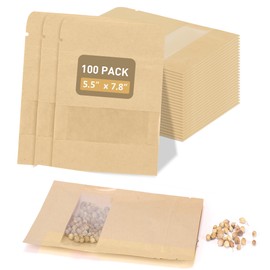 100 Pack Seed Packet Envelopes Resealable with Clear Window – 5.5 x 7.8", Gardening Seeds Storage Bags for Seeds Saving, DIY gifts, Jewelry, Snack, Tea Samples