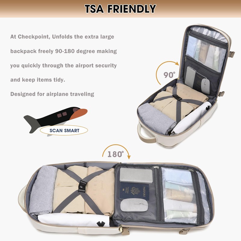 Travel Backpack BERTASCHE 35L For Women - Expandable Carry On Flight  Approved With Shoe Compartment BERTASCHE Expandable Carry On
