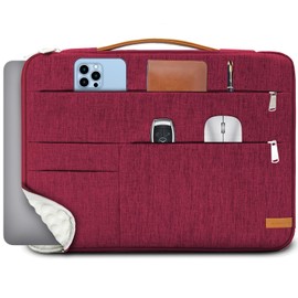 KINGSLONG 13.3 inch Laptop Sleeve Bag, Slim Shockproof Handbag, Computer Carrying Case Cover Compatible with MacBook Air/Pro,Acer Asus Dell HP Red