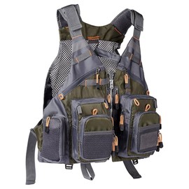 남녀 공용 배스대시 스트랩 낚시 조끼, 배스 및 야외 활동용 조절 가능 [Army Green With Hard Shell Flies Pockets] Unisex Bass Dash Strap Fishing Vest, Adjustable for Bass and Outdoor Activities [Army Green With Hard Shell Flies Pockets]