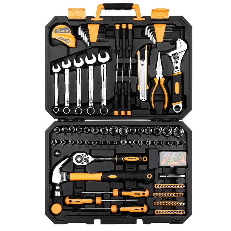 DEKOPRO 158 Piece Tool Set-General Household Hand Tool Kit,Auto Repair