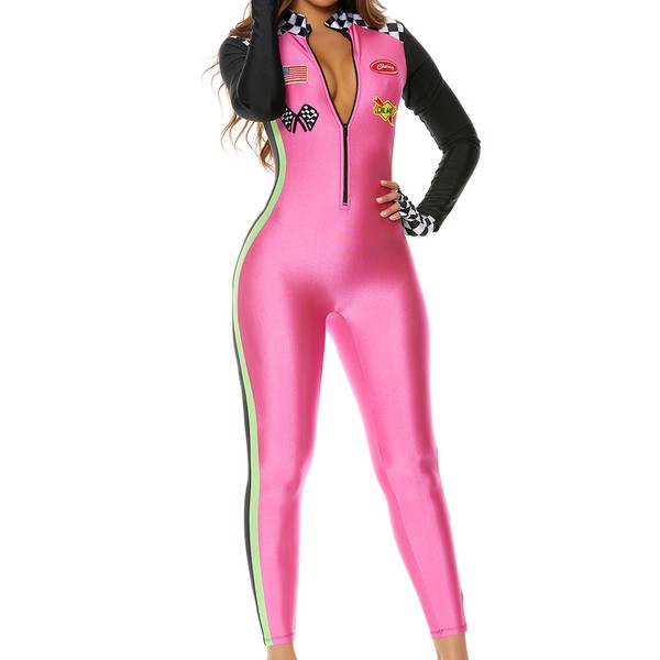 Forplay Women's Zoom! Sexy Racer Costume Adult Costume, neon pink, L-XL