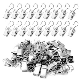 Vorhang Clips 100 Stück Vorhang Klammern，Silber Gardinen Klammer,Metall Gardinengleiter Für Vorhänge Fotos Home Dekoration Duschvorhang Hängende