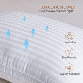 Acanva Bed Pillows for Sleeping,Premium Fluffy and Soft 3D Fiber Filled, Perfect for Back, Stomach & Side Sleepers, Queen (Pack of 1), White