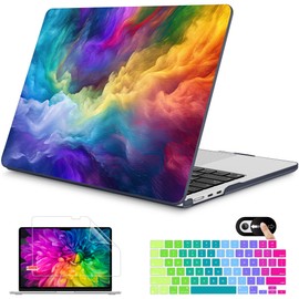 Mektron for 2025 M4 MacBook Air 13.6 Inch A3240 Case Fits 2023 A2681 M2 2024 A3113 M3 Chip with Liquid Retina Display Touch ID, Printed Plastic Hard Shell Cover for MacBook Air 13.6", Rainbow Cosmic