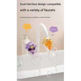 Cartoon faucet extender children's hand washing water diverter silicone extended splash-proof artifact (Purple)