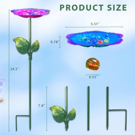 Bee Watering Station for Garden,3-Pack Large Bee & Butterfly Waterer with 40 Marbles,5.51-Inch Flower-Shaped Metal Bee Water Feeder,Attracts Outdoor Pollinators and Small Birds(Blue,Orange,Purple)