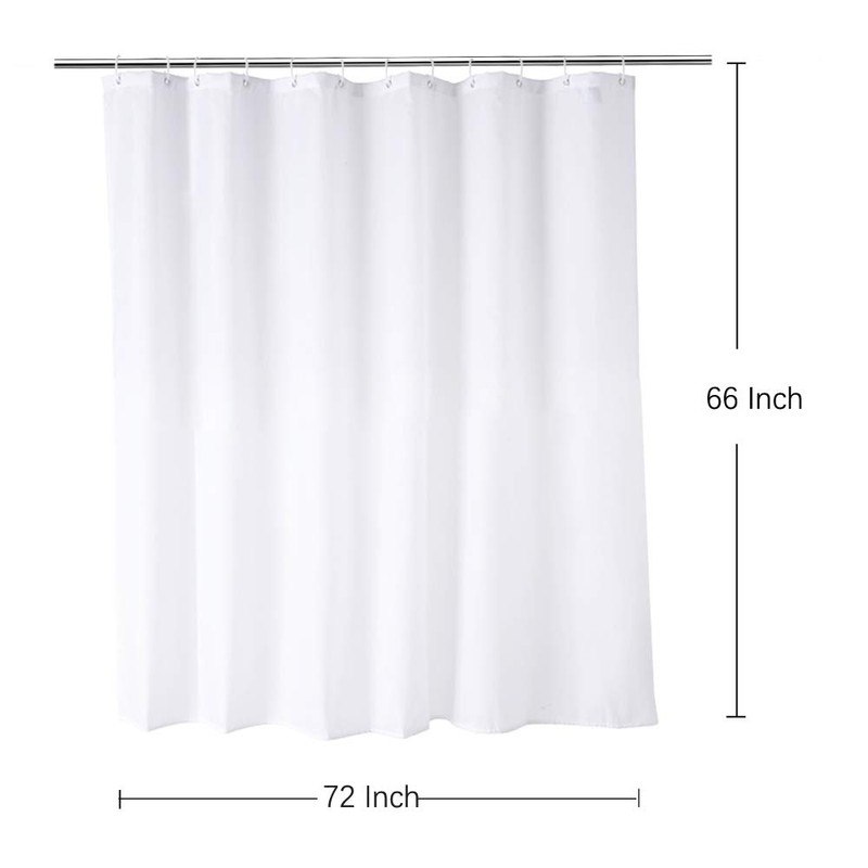 WellColor Short Shower Curtain Liner 72 x 66 Inch, White