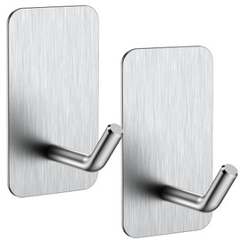 KRUI Mini Fire Blanket Hooks, Stainless Steel Adhesive Wall Hooks for Home Office and Outdoor Wall Hanging, Waterproof and Fireproof, Sliver 2 Pack