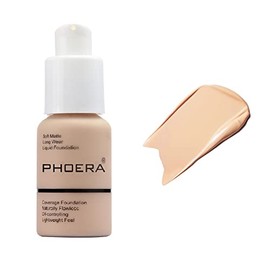 Phoera Foundation,Foundation Makeup,Durable Waterproof Matte Foundation,Matte Oil Control Concealer Foundation Cream (102 Nude)
