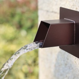 PONDO 2" Square Water Fountain Spout Scupper, 316 Stainless Steel Spillway w/Construction Spray Baffle for Pools, Ponds, Water Walls, Fountains (Brown)