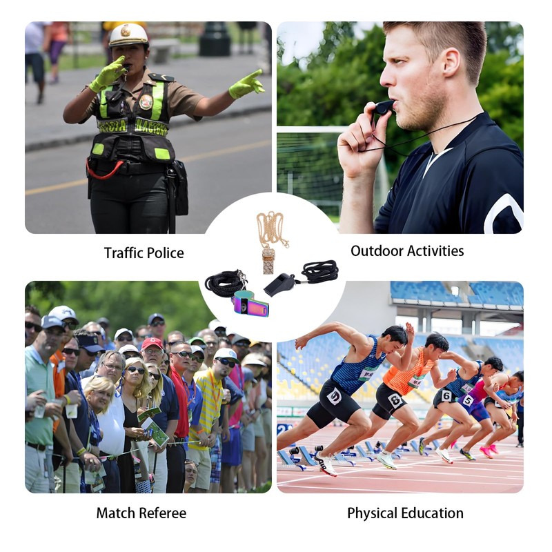 GIN GEOMIR 3-Pack Loud Sports Whistles with Lanyards - Ideal