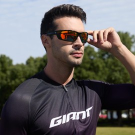 DUCO Polarized Sports Sunglasses for Men and Women UV400 Protection Sun Glasses for Cycling Fishing Running and Driving (Shine Black Frame Revo Orange Lens)