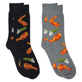 Foozys Men’s Crew Socks | Food & Drink Themed Novelty Socks | 2 Pairs (Buffalo Wings)