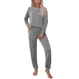 Ekouaer Pajamas Set for Women Soft Comfy Pjs Sets Long Sleeve Sleepwear Loungewear S-XXL
