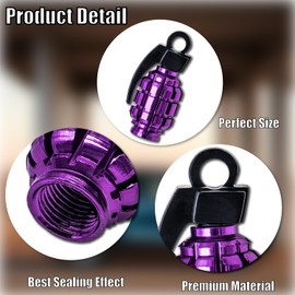 MEAJOO 6PCS Tire Valve Stem Caps, Stainless Steel Tire Valve Caps Wheel Valve Caps for Cars, Trucks, SUV, Motorcycles, Bicycles (Purple)