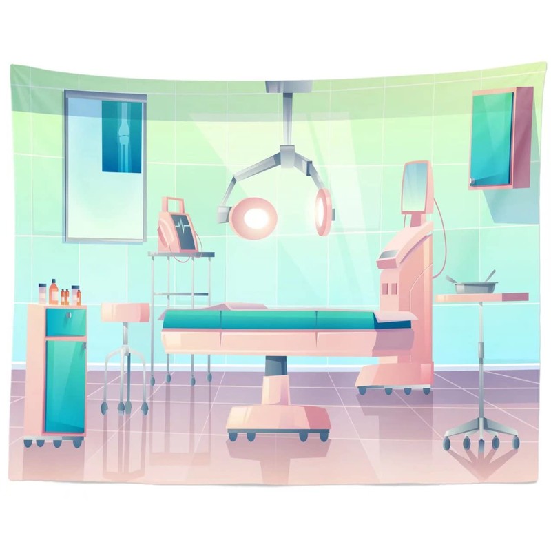 BELECO 8x6ft Fabric Cartoon Hospital Operating Room Backdrop Doctor Surgery