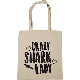 Hippowarehouse Crazy shark lady Tote Shopping Gym Beach Bag 42cm x38cm, 10 litres