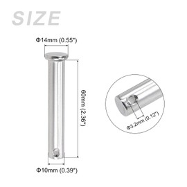 METALLIXITY 10mm x 60mm 1pc Clevis Pin Single Hole Flat Head 304 Stainless Steel Fastener Pin for Metal Equipment Furniture Installation Industrial DIY
