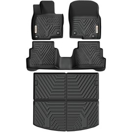 YITAMOTOR Floor Mats Compatible with Mazda CX-5 2017-2024 CX5 Includes 2 Rows and Cargo Liner Set, TPE All-Weather Floor Mat Set Liners, Black