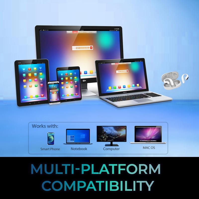 Adesso Xtream T6 Open-Ear Bluetooth Earbuds with Touch Screen Charging