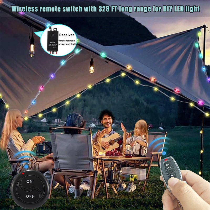 dstfuy Mini Wireless Switch 12V,5V/12V/48V/10A Relay Remote Switch for Lights,328FT