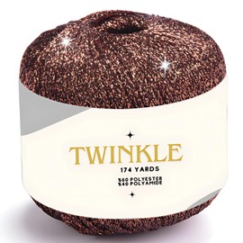 Art of Yarn Twinkle Metallic Glitter Yarn Sparkle Fine 1 Light fingering weight worsted gold silver for Crochet Knitting, 25g 0.88oz, 175 yard Soft Craft Shawls Cardigans Bags Sparkly Lurex Silver 951