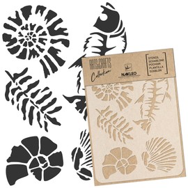Nakleo DIY Reusable Plastic Stencil - 15 x 21 cm - Jurassic Ammonite Fossils - Art Craft Wall Painting Pattern Template Scrapbooking Decoupage - Fabric Furniture Wood