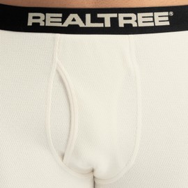 Realtree Men's Heavyweight Cotton Polyester Thermal Long Johns Underwear Bottom, Ivory, Large