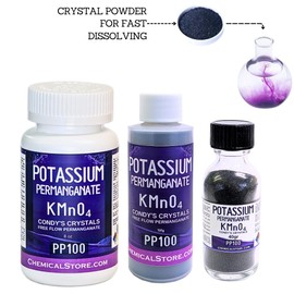 Potassium Permanganate - CHEMICALSTORE.COM Condy's Crystals, (100gr ~ 3.5oz) FreeFlow, Powder | 97% Pure KMnO4 | for Water Purification, Disinfection & Aquaculture | Removes Iron & Manganese