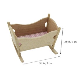 STOBOK Dollhouse Miniature Baby Cradle Doll Crib Bed Mini Wooden Cradle Toy Pretend Play Toy Dollhouse Furniture Accessories Decorations