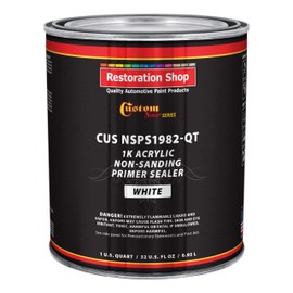 Custom Shop Premium 1K Acrylic Non-Sanding Primer Sealer Paint, Color White, 1 Quart - Fast Drying, Ready-To-Spray, Apply Over Automotive Primer Surfacers, Sanded Finishes - Topcoat Urethane, Enamel