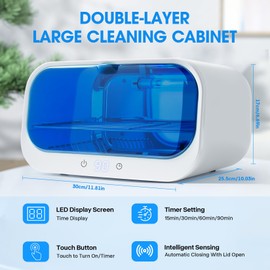 Nail Tool Sterilizer Cleaning Cabinet, LXIANGN Smart Sterilizer for Esthetician 12L Double Layer Large Capacity Cleaner Box Machine for Beauty Salons, Spas, Baby Bottle, Toys, Home Use (White)