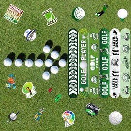 CZWXOXO 74Pcs Golf Theme Party Favors Contain 24 Pcs Golf Theme Slap Bracelets 50Pcs Golf Theme Stickers, Sports Theme Birthday Party Decorations,Classroom Rewards Supplies.
