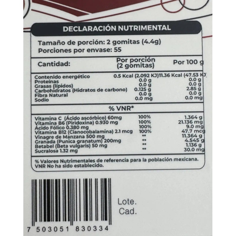 Colageno Hidrolizado 450g Gomitas Vinagre Manzana Sabor