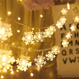 Adispotg Snowflake Fairy Lights, 6M 40LEDS Battery Powered String Lights, Staring and Shining Mode for Xmas Wedding Birthday Valentine's Day Holiday Party Bedroom Indoor&Outdoor