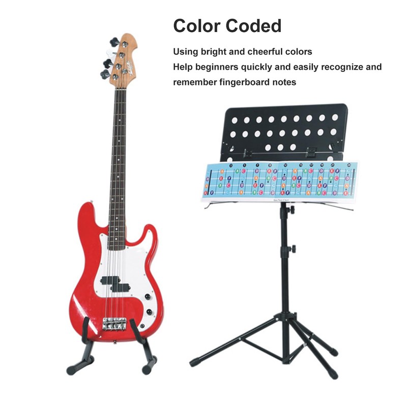 Bass Guitar Fretboard Note Chart, 4 String Bass Scale Chart