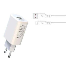 深圳市克劳福德科技有限公司 XO L85D Charger 18W + Lightning Cable Fast Charge Surge Protector White