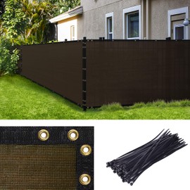 Amgo Custom Made 5' x 100' Brown Fence Privacy Screen Windscreen with Bindings & Grommets, Heavy Duty for Commercial and Residential, 90% Blockage, Cable Zip Ties Included (We Customize)